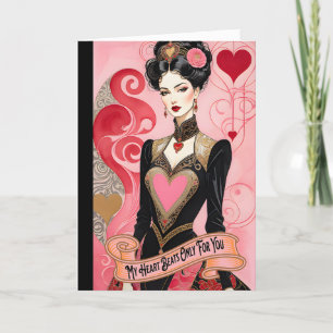 Faire-part Valentine Robe de Coeur Rose Dame