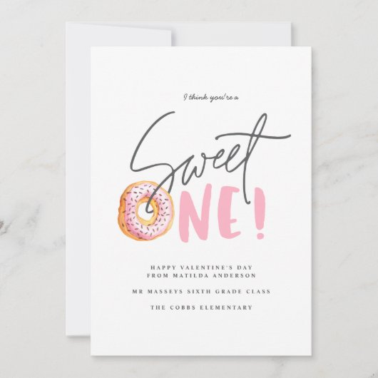 Faire-part Valentines rose girly Donut doux un moderne (Devant)