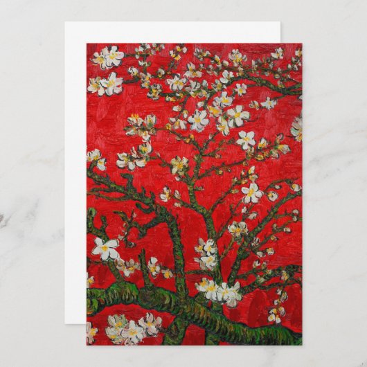 Faire-part Van Gogh Almond Blossoms Rouge (Devant / Derrière)