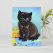 Faire-part Van Gogh Black Kitten avec fils (Debout devant)