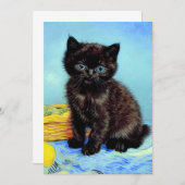 Faire-part Van Gogh Black Kitten avec fils (Devant / Derrière)