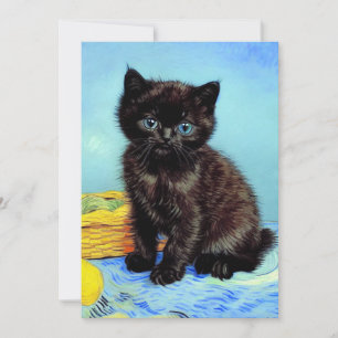 Faire-part Van Gogh Black Kitten avec fils