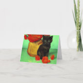 Faire-part Van Gogh Black Kitten Fleurs rouges (Dos)