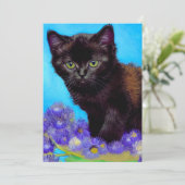 Faire-part Van Gogh Chat et fleurs (Debout devant)