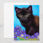 Faire-part Van Gogh Chat et fleurs (Devant / Derrière)