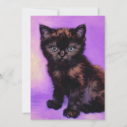 Faire-part Van Gogh Style Chat pourpre (Devant)