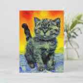 Faire-part Van Gogh Style Chat Sunset Beach (Debout devant)