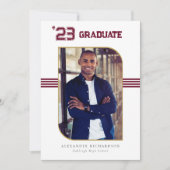Faire-part Varsity Letterman | Red & Gold Graduation Photo (Devant)