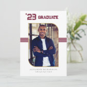 Faire-part Varsity Letterman | Red & Gold Graduation Photo (Debout devant)