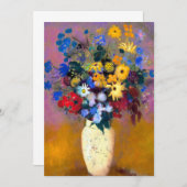 Faire-part Vase blanc avec fleurs Odilon Redon (Devant / Derrière)