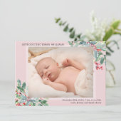 Faire-part Végétal Holly Bouquet Photo Vacances Rose Naissanc (Debout devant)