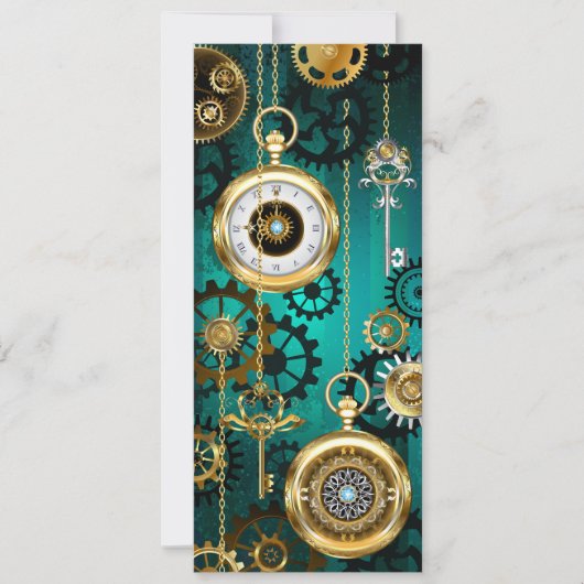 Faire-part Veille bijoux Steampunk sur un Arrière - plan vert (Devant)
