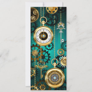 Faire-part Veille bijoux Steampunk sur un Arrière - plan vert