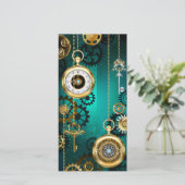 Faire-part Veille bijoux Steampunk sur un Arrière - plan vert (Debout devant)