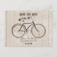 Vélo de bicyclette vintage sur carte postale rusti