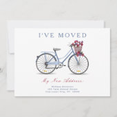 Faire-part Vélo floral aquarelle l J'ai déménagé Nouvelle adr (Devant)