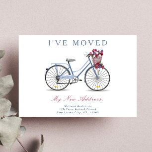 Faire-part Vélo floral aquarelle l J'ai déménagé Nouvelle adr