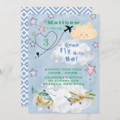 Faire-part Venez Voler Avec Moi Avions Boy Anniversaire Fête (Devant / Derrière)