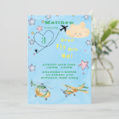 Faire-part Venez Voler Avec Moi Avions Boy Anniversaire Fête (Debout devant)