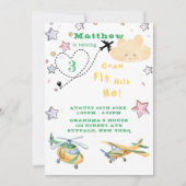 Faire-part Venez Voler Avec Moi Avions Boy Anniversaire Fête (Devant)