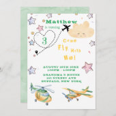 Faire-part Venez Voler Avec Moi Avions Boy Anniversaire Fête (Devant / Derrière)