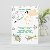 Faire-part Venez Voler Avec Moi Avions Garçon Anniversaire Fê (Debout devant)