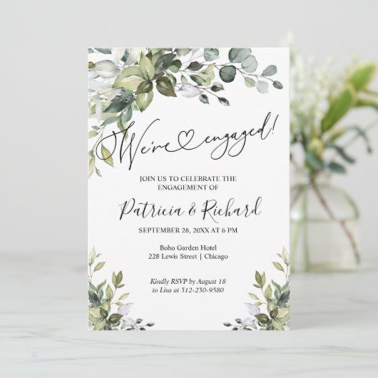 Faire-part Verdure Nous sommes engagés Engagement Party Invit (Debout devant)