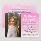 Faire-part Verset Bible Chrétienne Rose Diplôme Photo Personn (Devant / Derrière)