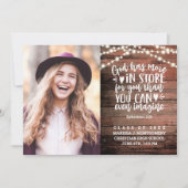 Faire-part Verset Bible Photo Rustique String Lights Graduati (Devant)