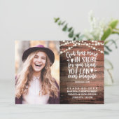 Faire-part Verset Bible Photo Rustique String Lights Graduati (Debout devant)