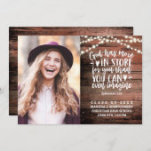 Faire-part Verset Bible Photo Rustique String Lights Graduati (Devant / Derrière)