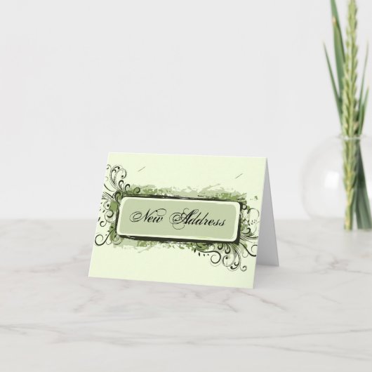 Faire-part Vert Abstrait Floral Changement d'adresse (Devant)