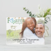 Faire-part Vert Bleu Coeurs Liés Jamais Enregistrer La Date (Debout devant)