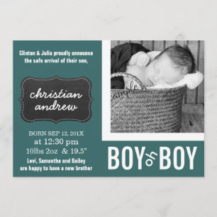 Faire-part Vert de mod et nouvelle naissance de bébé de