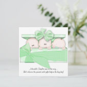 Faire-part vert d'invitation de baby shower de (Debout devant)