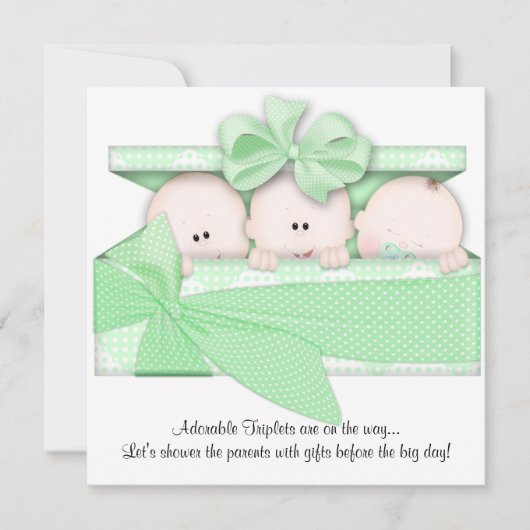 Faire-part vert d'invitation de baby shower de (Devant)