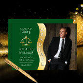 Faire-part Vert Dk | Diplômé d'or Wave Law Justice Grad