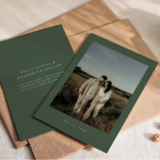 Faire-part vert foncé pour mariage formel classiqu