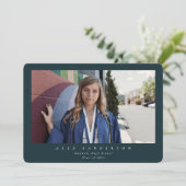 Faire-part Vert foncé Simple Moderne Simple Photo Graduation (Debout devant)