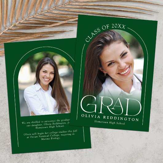 Faire-part Vert Moderne 2 Photo Arche Graduation
