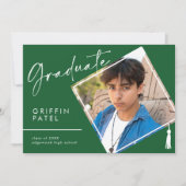 Faire-part Vert Moderne Diplôme Cap Photo Graduation (Devant)