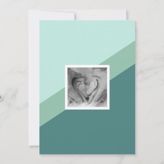 Faire-part Vert moderne Introduction photo bébé (Dos)