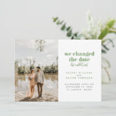 Faire-part Vert mousse Nous avons changé la date mais n'avons (Debout devant)
