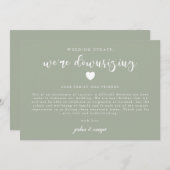 Faire-part Vert sauge Nous réduisons la taille de notre maria (Devant / Derrière)