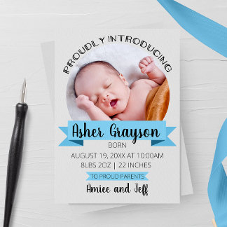 Faire-part Vertical Fièrement Introduire L'Annouement De Nais