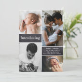 Faire-part Vertical Introduction photo collage bébé naissance (Debout devant)