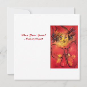 Faire-part VÊTEMENT AVEC BOUTON ROUGE, Blanc Jaune