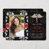 Faire-part vétérinaire rouge d'obtention du (Devant / Derrière)