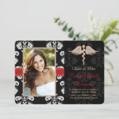 Faire-part vétérinaire rouge d'obtention du (Debout devant)