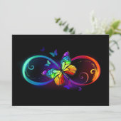 Faire-part Vibrant infinity with rainbow butterfly on black (Debout devant)